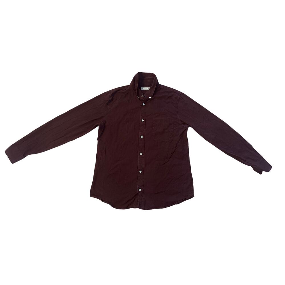 Men L Everlane Button-Down Collared Maroon Red Shirt Top Cotton Long Slv